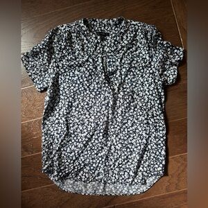 J Crew navy floral blouse